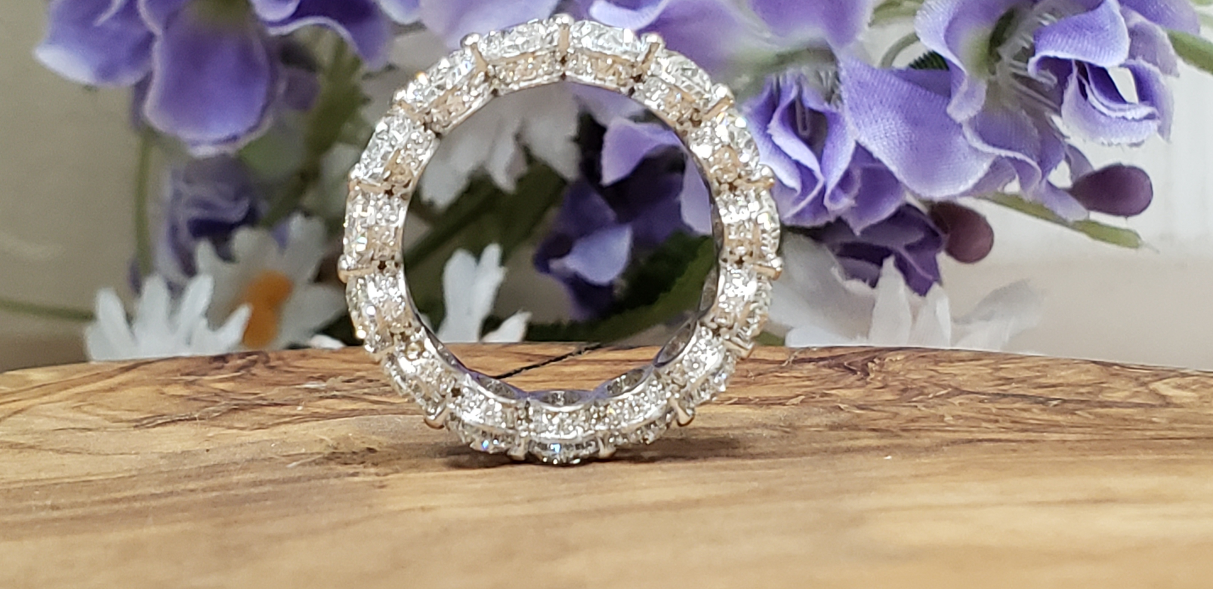 Oval Shape Eternity Band with Pave' Set Round Shape Side Profile